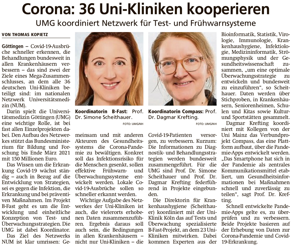 Newspaper article of the Hessischen/Niedersächsischen Allgemeine (HNA)